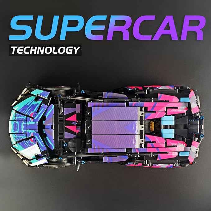 STEM Building Car, 1:14 Building Blocks and Construction Toy, Collectible Super Technical Lambo Cars, Gifts for 8-16 Year Old Boys and Adults (1314 pcs)