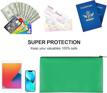 2 Pieces Money Bags With Zipper , 11x6.1 inch Money Pouch, Bank Bag, Cash Bag , Check Wallet, Cosmetics(Green)