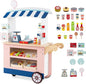 HONEY JOY Kids Food Cart, 30-Piece Toddler Pretend Play Grocery Store Playset w/Cash Register & Scale, Wooden Dessert Shop Play Market, Children Beverage Stand Cart w/Wheels, Gift for Boys Girls