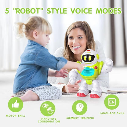 P&C Learning Toys Baby Walking Activity Remote Control Robot with Musical, Sounds, Light Interactive Early Toddlers Toy for 1 2 3 Birthday Gift