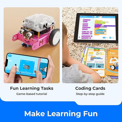 Makeblock mBot Robot Kit, STEM Projects for Kids Ages 8-12 Learn to Code with Scratch Arduino, Robot Kit for Kids, Computer Programming for Beginners Gift for Boys and Girls 8 Pink