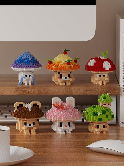 Green Mushroom Mini Cute Mushroom Animals Building Toy Set Adorable Plant Blocks for Creative Play Bonsai Botanical Collection
