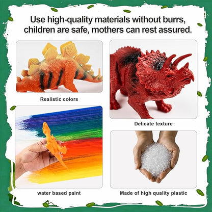 OuMuaMua Dinosaur Toys for Kids 3-5, Plastic Dinosaur Figures Set with Activity Play Mat Dinosaurs Eggs Storage Box for Boys Girls Party Favors Supplies, 5-7 Inch