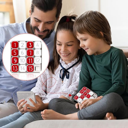 Metal Number Slide 15 Puzzle Red and White Number Sliding Puzzle Educational Pocket Funny Christmas IQ Game Gift for Teens and Adults, Ideal for Learning Tool Party Favors,1 Pack