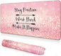 Stay Positive Desk Pad, Gaming Mouse Pad, Non-Slip Rubber Base, Stitched Edges，23.6x11.8 inch
