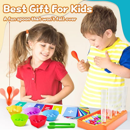 Counting and Color Sorting Toys Set, Fine Motor Skills, Preschool Learning Toys Color Recognition and Math Learning Games, Educational Toy Gift for Kids Age 3 4 5 6Year Old Boys Girls