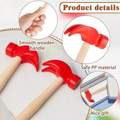 Deekin 4 Pcs Toy Hammer Simulation Small Wooden Plastic Maintenance Tools Hammers Educational Toys for Teens Girls Boys School Birthday Games Party Supplies (1 Style Toy Hammer)