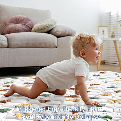 Premium Foam Baby Play Mat 50" X 50", Thicken One-Piece Crawling Mat, Non-Slip Cushioned Activity PlayMats for Infants, Babies, Toddlers, Play & Tummy Time