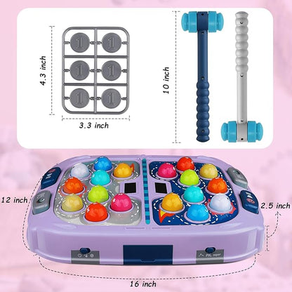Whack a Mole Game, Toys for 3 4 5 6+ Year Old Girls Boys, Whack a Game for Kids, Gifts for 3-12 Year Old Girls Boys, Interactive Educational Toys with Double Hammers Sound and Light