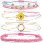 FANCY SHINY Sunflower String Bracelet Boho Braided Rope Wrap Bracelets Cute Summer Beach Surfer Jewelry for Women Christmas Gifts