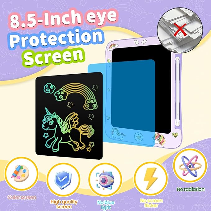 LCD Writing Tablet for Kids, Colorful Screen Drawing Board for 3-7 Year Old Boys & Girls - Educational Toys for Birthday & Christmas (Unicorn)