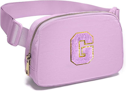 Gitus Gifts for 8 9 10 11 12 Year Old Girls Belt Bag Fanny Pack Crossbody Bags with Initial Letter Patch Cute Stuff Birthday Gifts for Teen Girls Women Personalized Trend Stuff (Lavender-G)