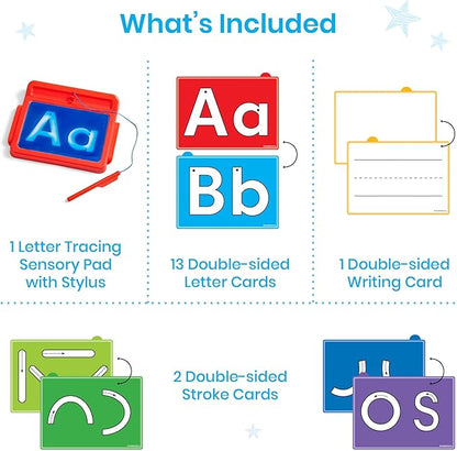 hand2mind Letter Tracing Sensory Pad, Reusable Handwriting Practice for Kids 3-5, Learn to Write, Letter Tracing Board, Toddler Writing Practice, Montessori Alphabet Toys, Preschool Learning Toys