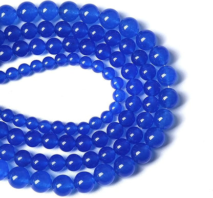 10MM 38PCS Deep Blue Chalcedony Natural Stone Loose Beads for Jewelry Making DIY Bracelet