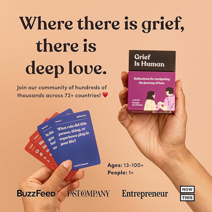 Grief is Human | Family & Friends Conversation Cards for Grieving | 70 Cards to Help You Process The Journey of Loss | Therapy for Adults