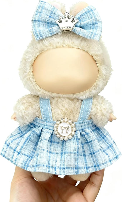Clothes for LABUBU 17cm Doll (NO Doll), Outfit for LABUBU, Dress and Hairpin Set for LABUBU Dress Up, Fashion and Premium Dolls Accessories for LABUBU (Style C)