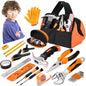 27-Piece Orange Kids Tool Set with Tool Storage Bag, Real Hand Tool Kit for Boys & Girls, Children Learning Tools for DIY Building, Woodworking and Construction, 6+ Years Old Birthday