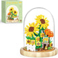 Sunflower Flower Bouquet Building Toy Mini Bricks Flowers Set Adult Botanical Collection Friends Set DIY Plants Bonsai Tree Valentine's Christmas New Year Birthday for Women