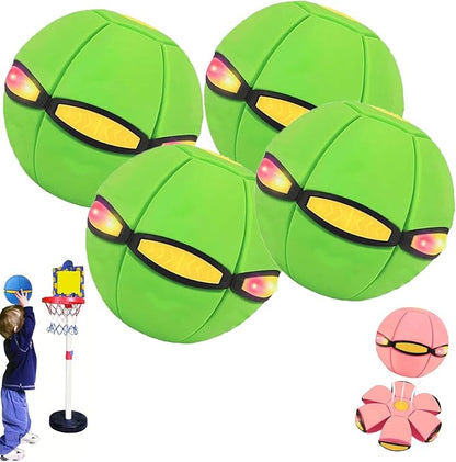 Magic Meta Ball, Children's Bouncing Ball, Magic Metaball, Magical Flying Saucer, Bouncy Balls, Parent-Child Interaction, Interactive Pop-Up Time Delay Transformation Toy Outdoor (green-4, no lights)