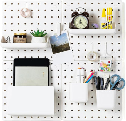 VUSIGN Peg Board Combination Kit, 22"x22" Pegboards and Accessories for Wall Organization, Pegboard Wall Organizer for Office, Home, Desk, White