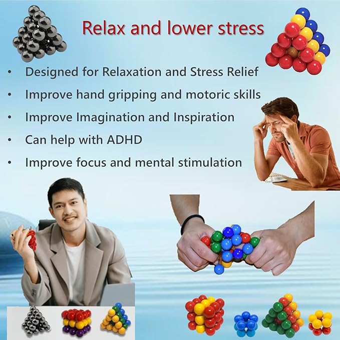 Science Kit Toys 27 PCS Colorful Magnets Building Blocks, Large Hematite Magnetic Stones, Stress Relief Autism, Home Office Kids Adults Intelligence Development Educational Birthday Party