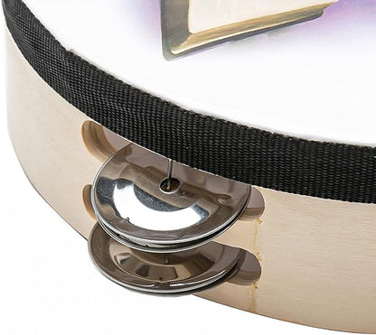 Musfunny 8 inch Dove Bible Double Row Jingle Tambourine for Adults,Handbell Clap Drum Tambourine for Pray Church Party Musical Instrument