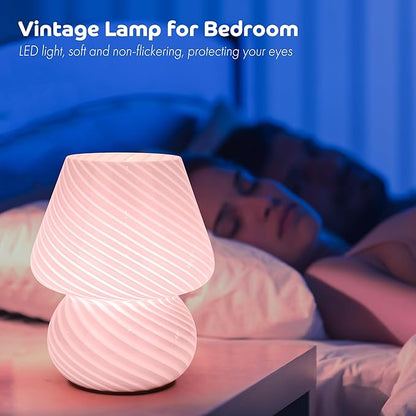 Battery Operated Mushroom Lamp-Cute Small Pink Aesthetic Table Lamp with Timer,Cordless Bedside Lamp for Girl Gifts,Glass Decorative Lamp for Bedroom/Entryway/Shelf/Desk Decor/Dorm/Office