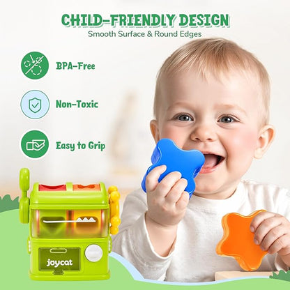 JoyCat Monster Eating The Shapes, Interactive Shape Sorter Toy for Toddlers 1-3, with 6 Rattle Shape Blocks and 2 Levers, Montessori Color Matching & Sorting Learning Toys, Gifts for 1 2 3 Year Old
