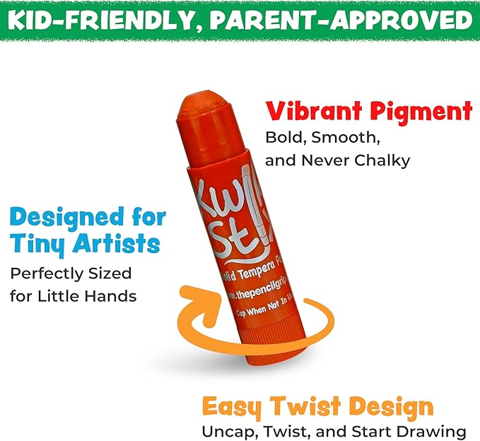 Kwik Stix Solid Tempera Paint Sticks – 12 Pack of Blue – Same Color Washable, Quick Dry (90 Seconds), ASTM Certified, Non-Toxic, Allergen-Free Kids & Toddler Art Supplies for Home, School & Crafts