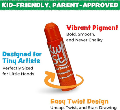Kwik Stix Solid Tempera Paint Sticks – 12 Pack of Yellow – Same Color Washable, Quick Dry (90 Seconds), ASTM Certified, Non-Toxic, Allergen-Free Kids & Toddler Art Supplies for Home, School & Crafts