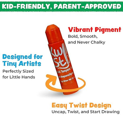 Kwik Stix Solid Tempera Paint Sticks, 24 Colors, Washable Paint Sticks for Kids, Non-Toxic, Quick Drying, Allergen Free, Comes in Classic, Metallic, & Neon Colors, Ideal for Kids and Toddlers