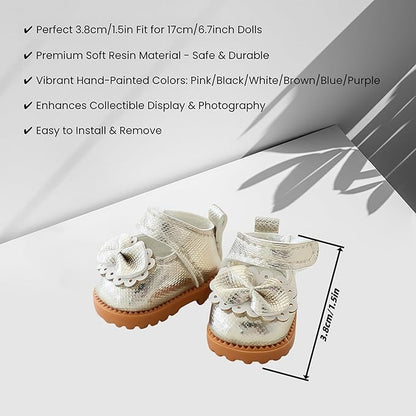 Clothes for Dolls Accessories (No Doll), Cute Outfit Set 5 Pieces Bib Pants for 15 & 17cm Doll Suit, Stylish Dress Up Overalls Doll Clothing Set Replacement with Hat Clothes Shoes Beige