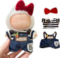 Cute Hat & Unique Design Overalls Dress-up Set, Keychain Accessories for Dolls,Stylish Adorable Dolls Clothes Accessories (NO Doll) (Black and White Stripes)