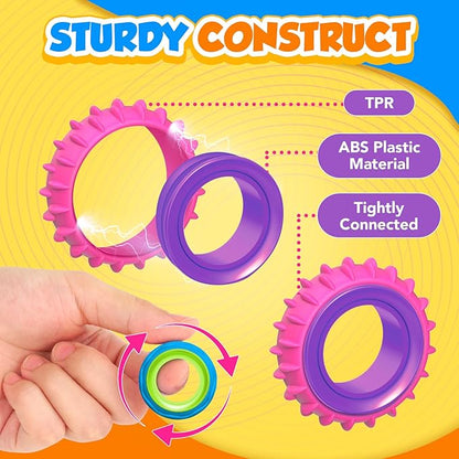 Fidget Toys Sensory Rings for Kids: 24 Pack Goodie Bags Stuffers for Kids - Quiet Stress Toys for Autism Calming - Fun Fidgets for Classroom Prizes Stocking Stuffers