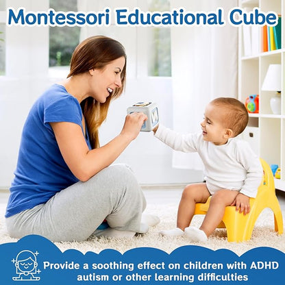 Airplane Toys for Toddlers 1-3, Activity Cube Montessori for 6-12 Months, Sensory Toys Busy Board for 12-18 Months, Travel Cube for 1 Year Old Boys, Birthday Gifts for 1 Year Old Boys Girls, Blue