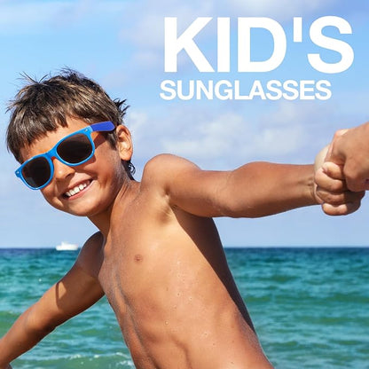 RIVBOS Kids Sunglasses Polarized UV Protection Flexible Rubber Glasses Shades with Strap for Boys Girls RBK004
