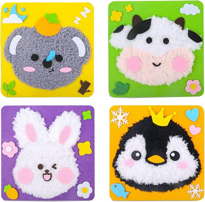 PupuMiao Sewing Kit for Kids DIY Embroidery Sewing Kit Cute Animal Sewing Projects Easy Crafts with English Instructions, Perfect for Beginners, Girls Boys Ages 4-12 (Koala+Cow+Penguin+Bunny)