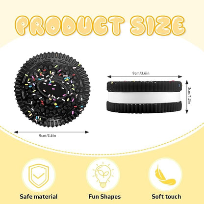 Sticky Cookie Squishies Fidget Toys Adults, Squeeze Toys for Autism, Stress Balls for Adults Fidgets Birthday Gifts (1 Pack Large Black)