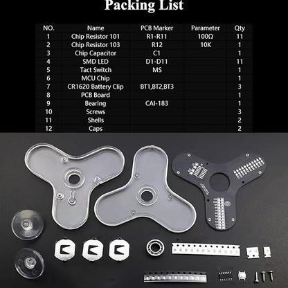 ISolderStore Soldering Practice Kit 3 Leaves LED Rotating Gyroscope DIY Kit Soldering Project Electronics Kit Soldering Practice Kit for Kids and Adults