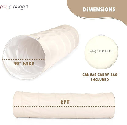Play Platoon Baby Tunnel Toys for Toddlers 1-3 - 6 Ft Premium Vegan Leather Kids Tunnels for Babies - Wipeable, Water Resistant, Soft Durable Easy Fold and Storage with Carry Bag