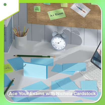 500 Count Index Cards with Ring 3 x 5 Inch Colored Heavyweight Ruled Index Cards, Flash Cards for School & Office Supplies and Home Organization, Durable Study To Do List Note Cards with Ruled Lines