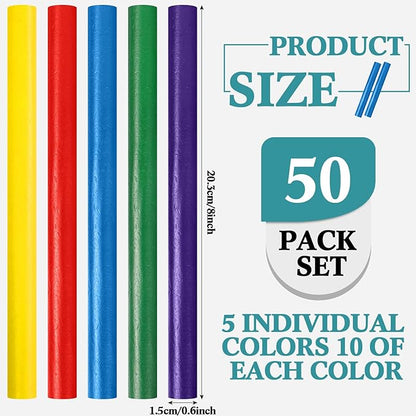 50 Pcs Rhythm Sticks for Kids Classroom Activities, 5 Colors 8 Inch Set of Music Sticks, Wooden Percussion Musical Instruments for Girls and Boys(Bright Color)