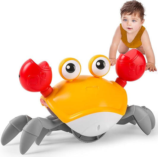 Hirger Crawling Crab Baby Toy Infant: Tummy Time Toys for Babies 3 6 9 12 18 24 36 Months, Walking Dancing Sensing Crab for Toddler 1 2 3 4 Year Old, 1st Music Birthday Gifts for Boys Girls