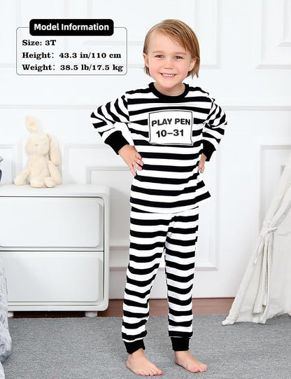 A&J DESIGN Pure Cotton Printed Pjs for 2-14 Years Kids, 2-Piece Long-Sleeved Pajamas Set