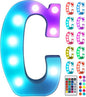 Foaky Colorful LED Letter Lights with Remote,Marquee Light Up Letters Sign for Night Light Wedding/Birthday Party Battery Powered Christmas Lamp Home Bar Decoration(C)