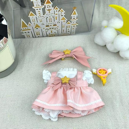Clothes for Labubu(NO Doll), 15cm/17cm Doll Accessories Suit ,Cute Clothes for Dress up,Easy Dress-Up Fun ,Pink Princess for Dress Up, Play & Collector