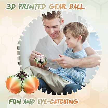 Gear Ball-3D Printed Gear Sphere,3D Printed Spin Ball Cube Fidget Toy,The Steampunk Whirling Wonder Fidget Ball Toy (Macaron)