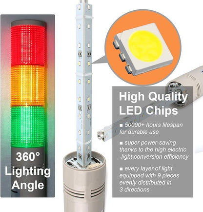 12V LED Tower Stack Lights, Industrial Warning Signal Lights Tower Lamps, Facility Safety Signal Indicator, LED Andon Light (DC 12V/2 Layers/No Sound)