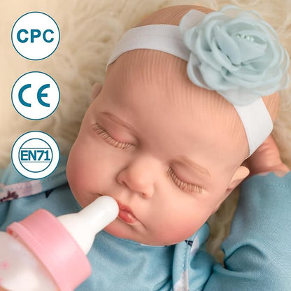 Jirachi Realistic Reborn Baby Dolls Girl, 18-inch Sleeping Lifelike Reborn Baby Dolls Soft Body Cute Newborn Baby Doll with Toy Accessories Gift for Kids Age 3