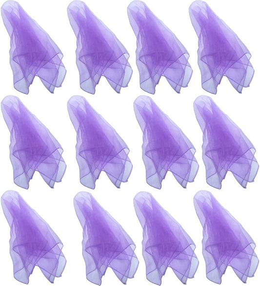 Hoerev Pack of 12 Approx. 24" x 24" Juggling Dancing Scarves Floaty Scarves,Single Colors, 12pcs Purple